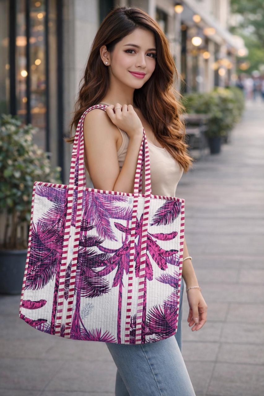 Pure cotton quilted tote bags (18x18 inches)