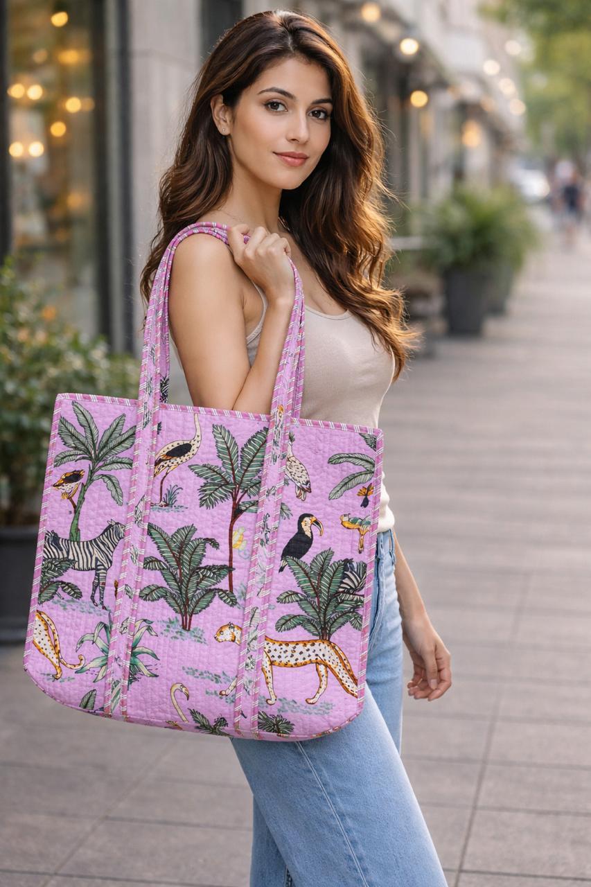 Pure cotton quilted tote bags (18x18 inches)
