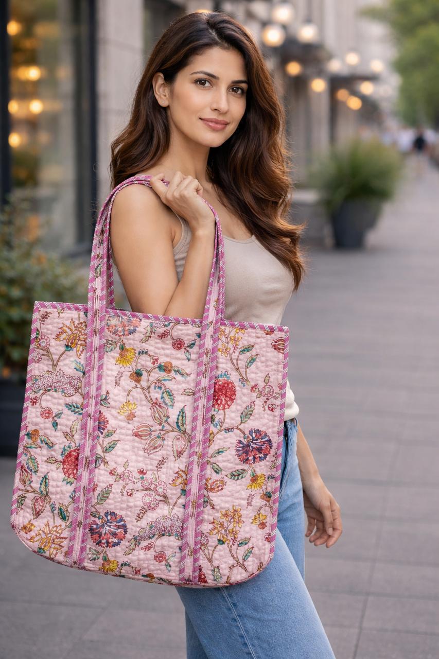 Pure cotton quilted tote bags (18x18 inches)