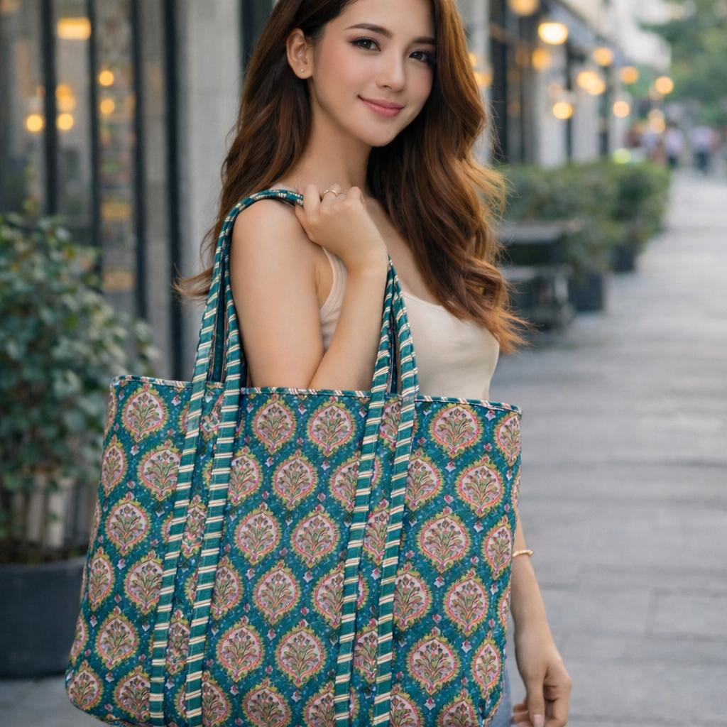Pure cotton quilted tote bags (18x18 inches)