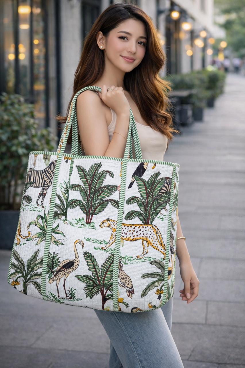 Pure cotton quilted tote bags (18x18 inches)