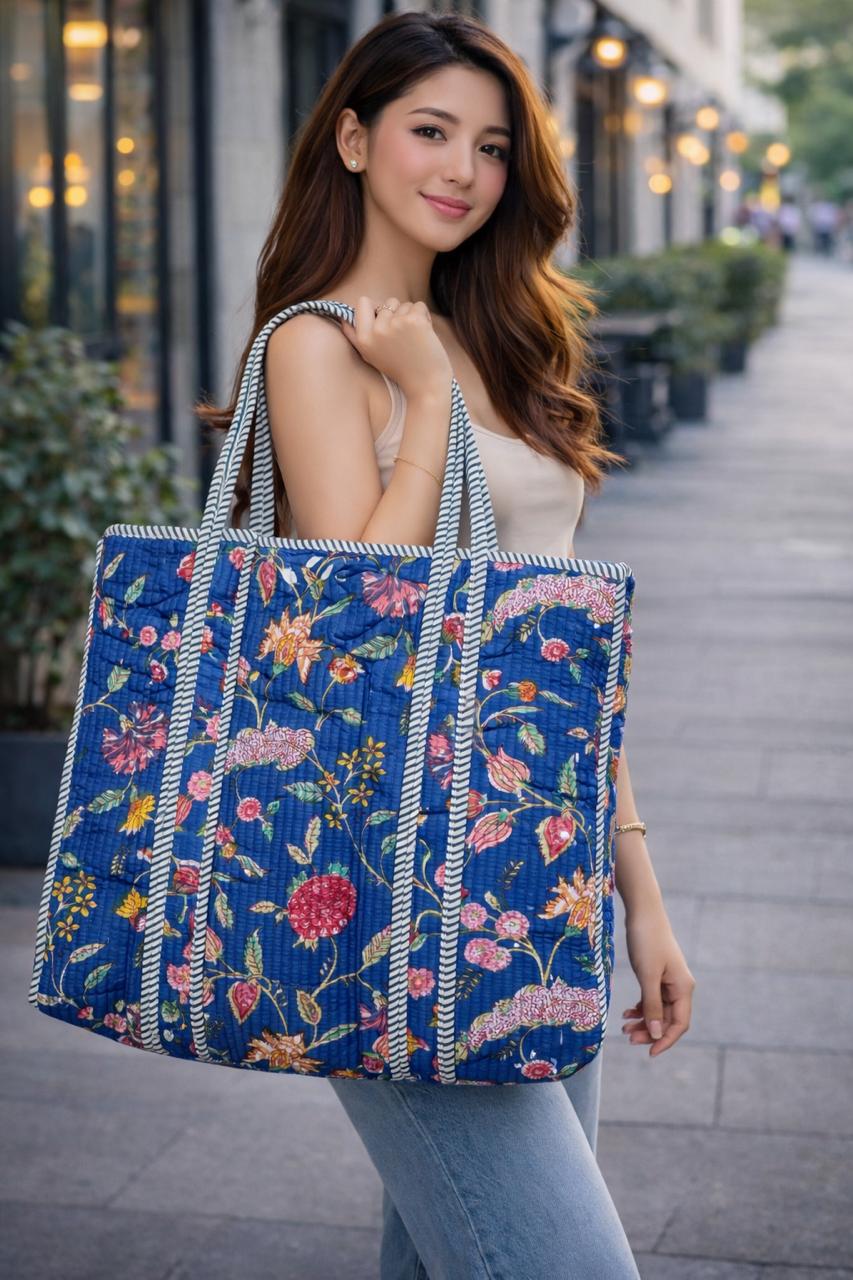 Pure cotton quilted tote bags (18x18 inches)