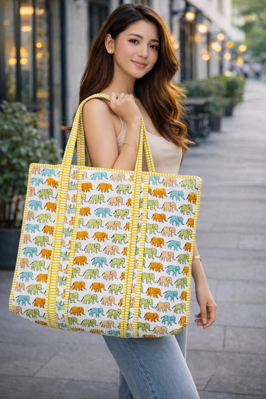 Pure cotton quilted tote bags (18x18 inches)