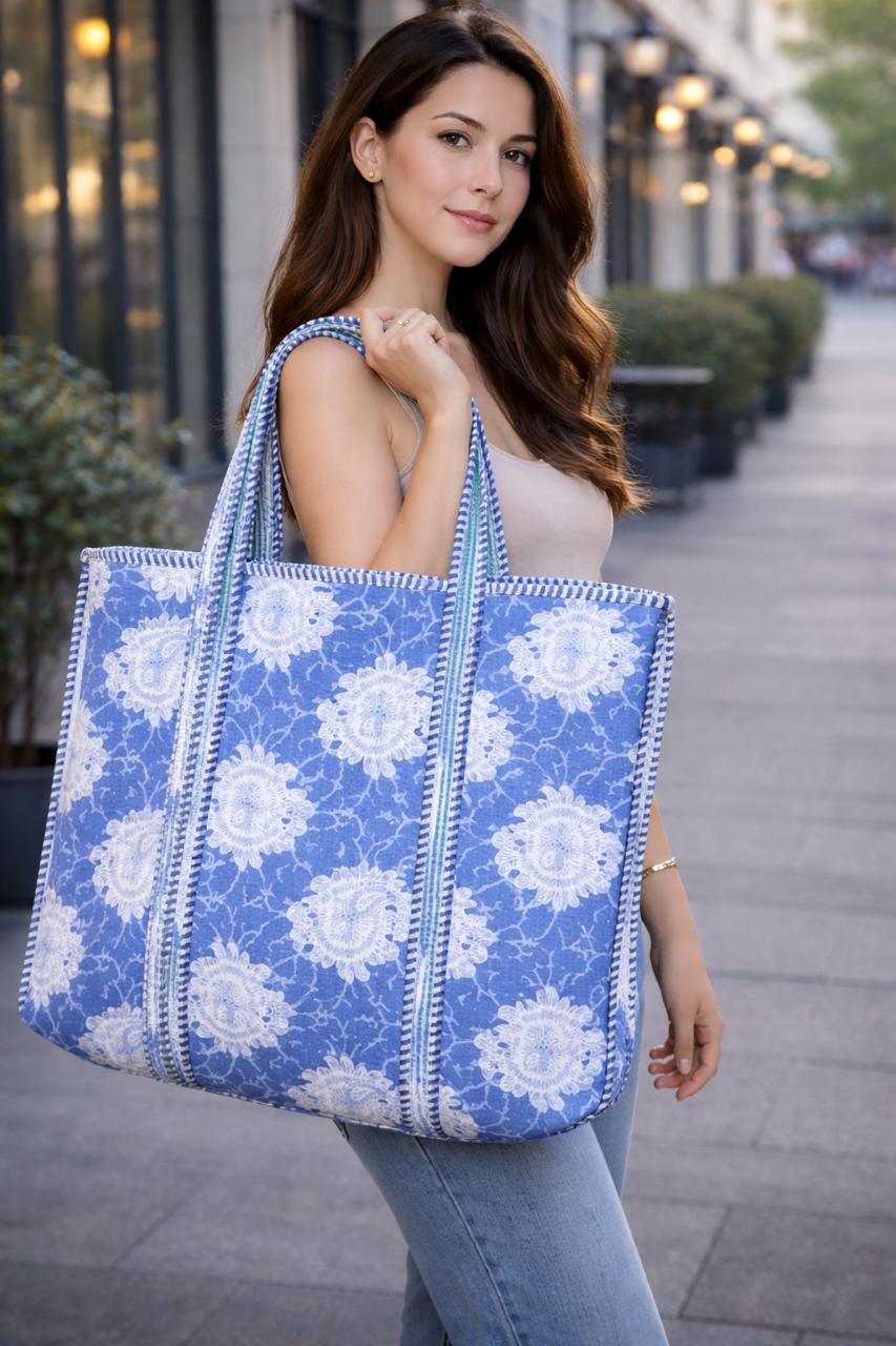 Pure cotton quilted tote bags (18x18 inches)