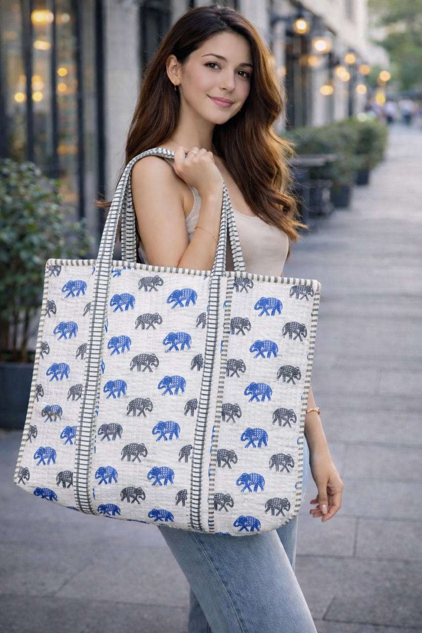 Pure cotton quilted tote bags (18x18 inches)