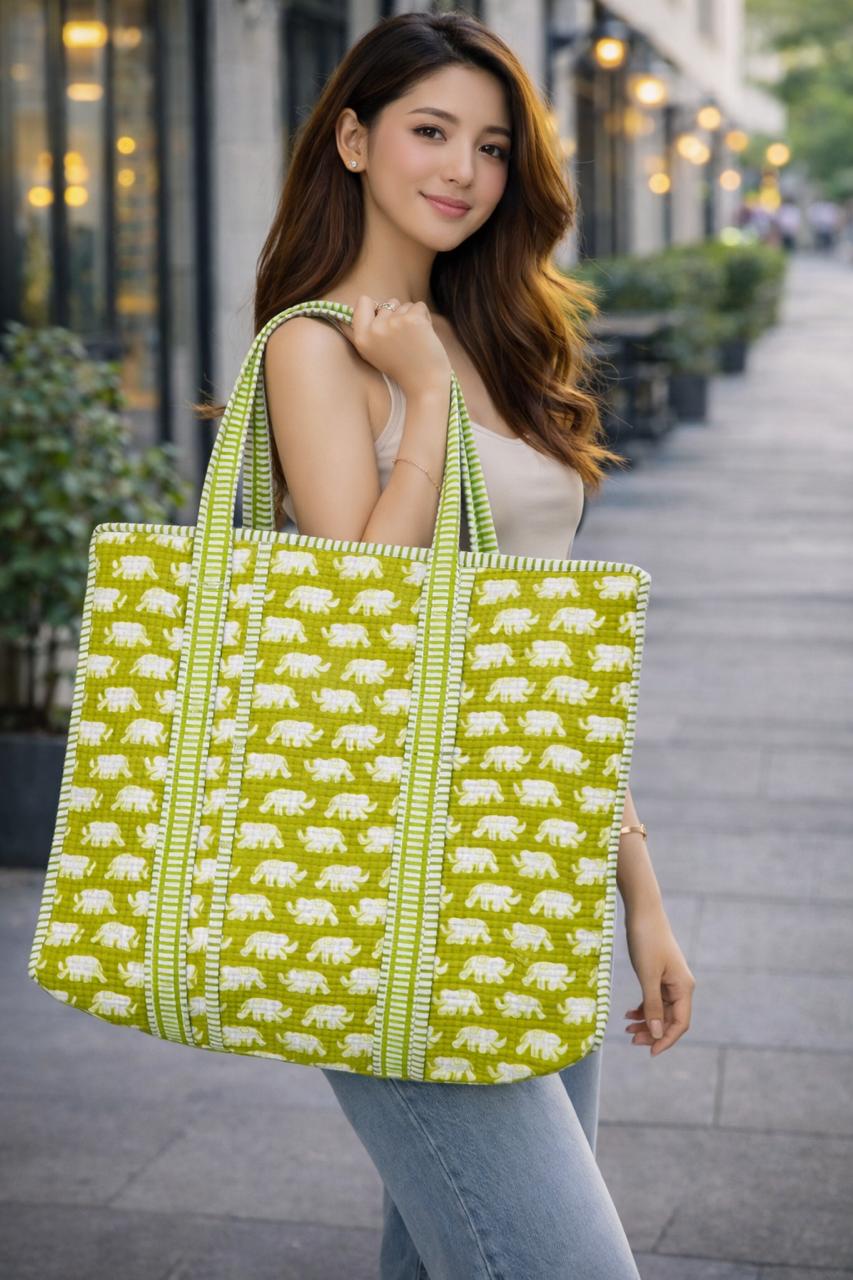 Pure cotton quilted tote bags (18x18 inches)