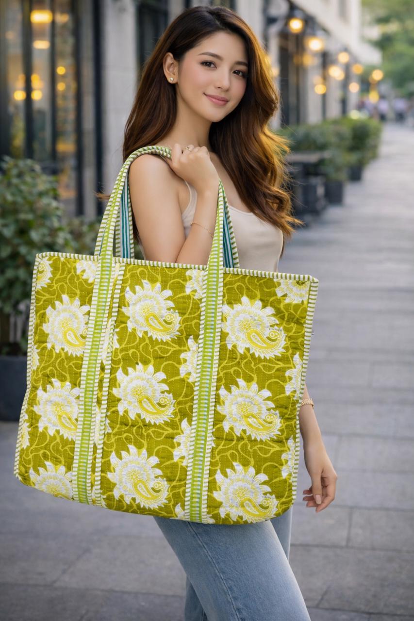 Pure cotton quilted tote bags (18x18 inches)