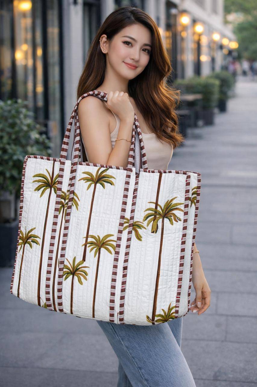 Pure cotton quilted tote bags (18x18 inches)