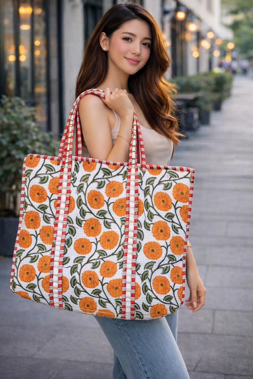 Pure cotton quilted tote bags (18x18 inches)
