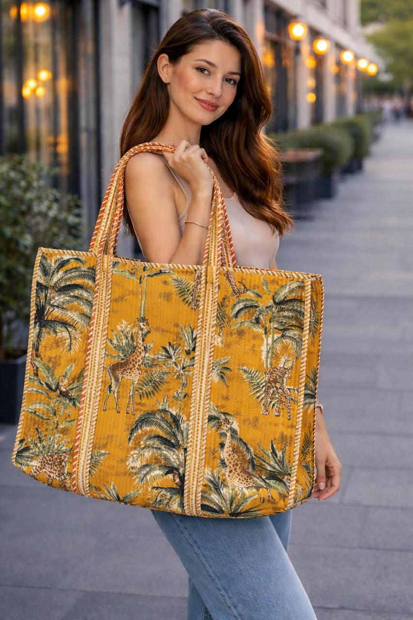 Pure cotton quilted tote bags (18x18 inches)