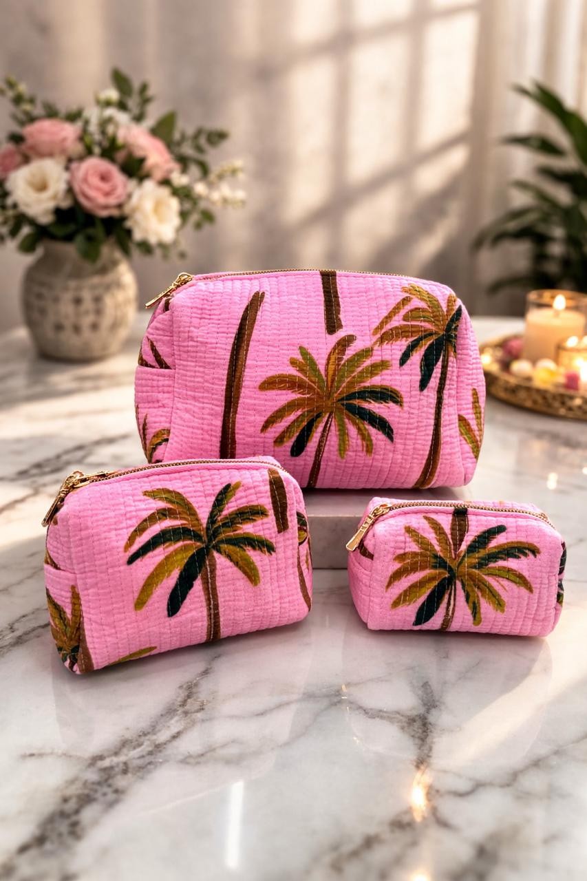 Pure cotton set of 3 travel pouches