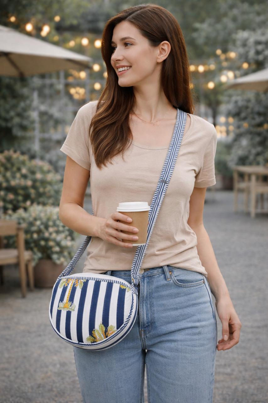 Pure cotton small side sling bag (10 x 6 inches)