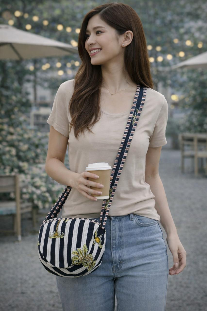 Pure cotton small side sling bag (10 x 6 inches)