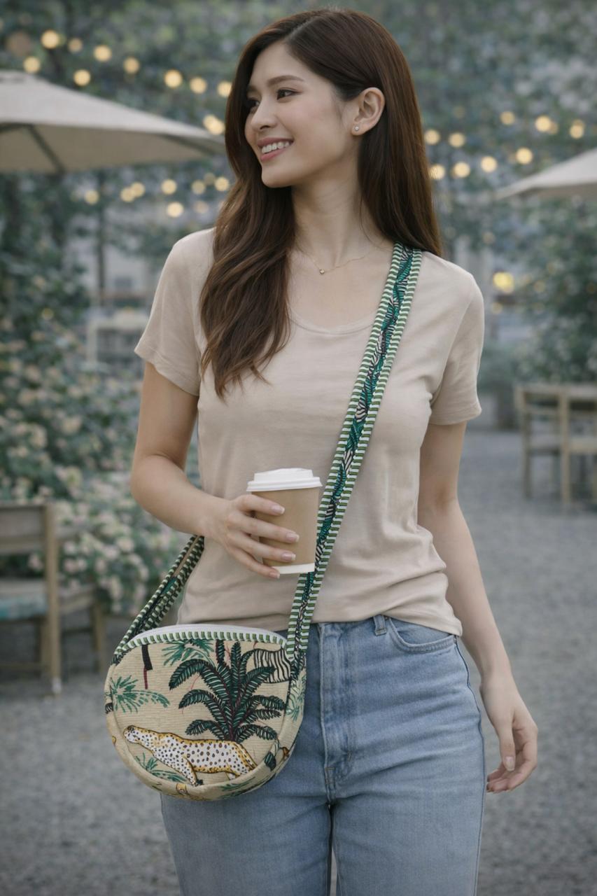 Pure cotton small side sling bag (10 x 6 inches)