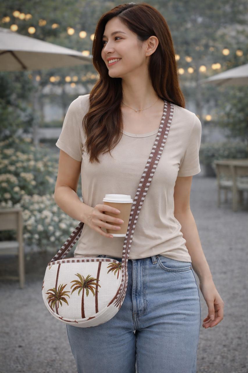 Pure cotton small side sling bag (10 x 6 inches)