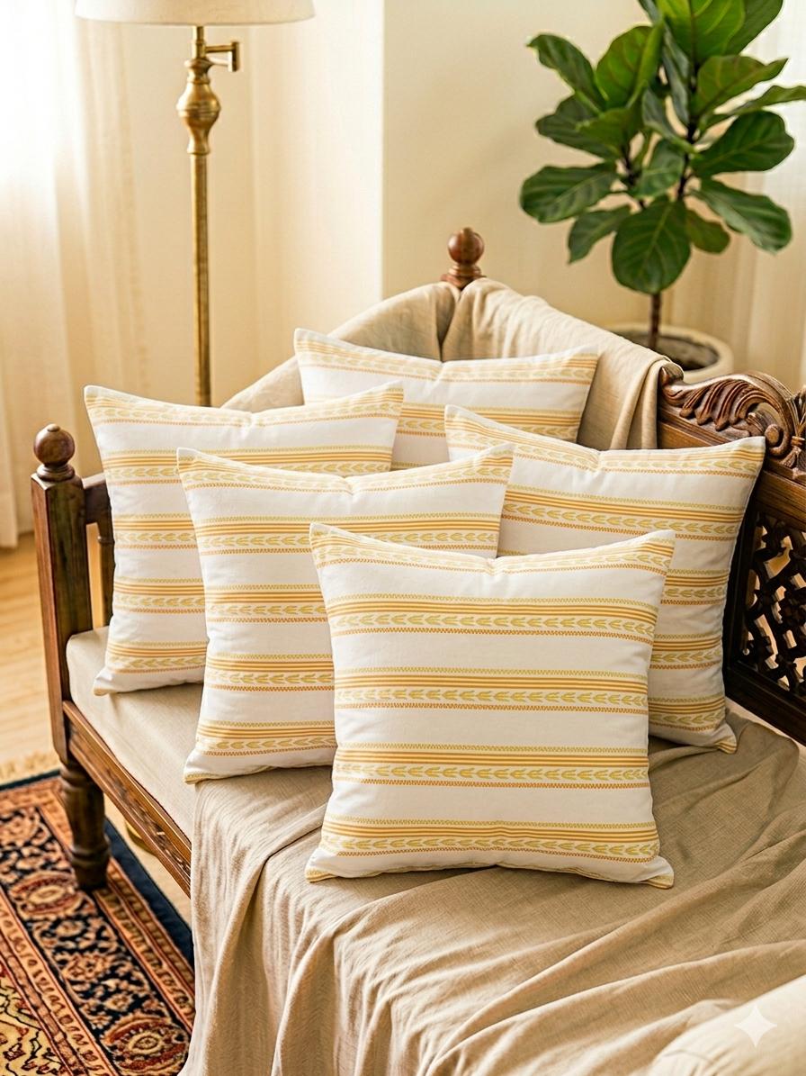 Pure cotton printed cushion covers - set of 5 (16x16 inches)