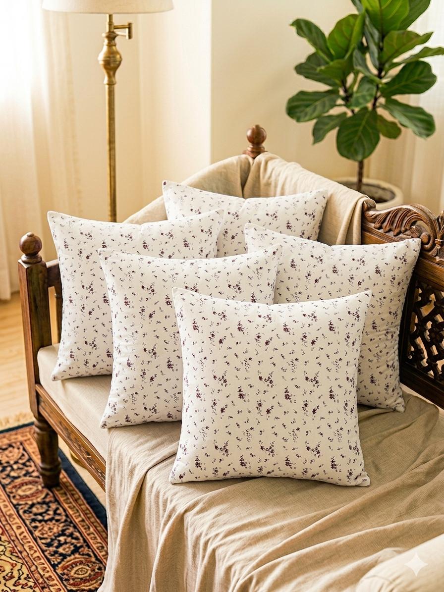 Pure cotton printed cushion covers - set of 5 (16x16 inches)