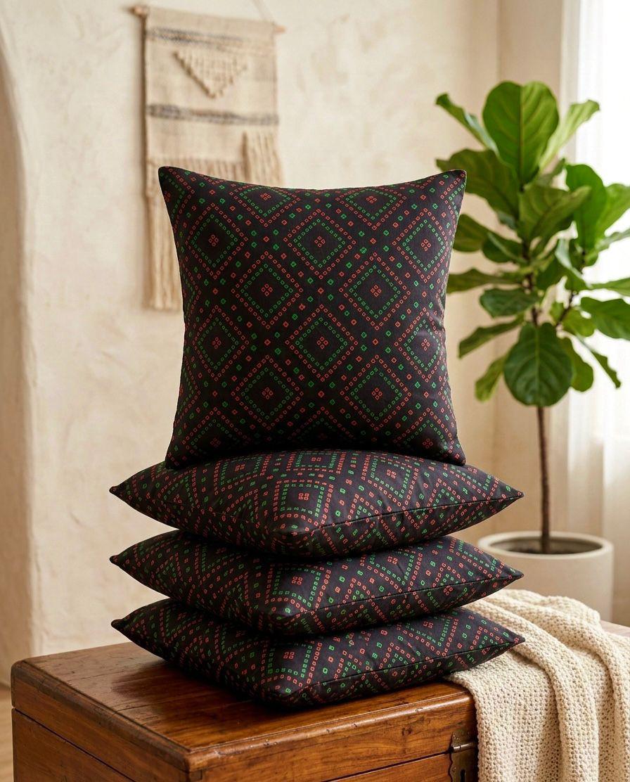 Pure cotton printed cushion covers - set of 5 (16x16 inches)