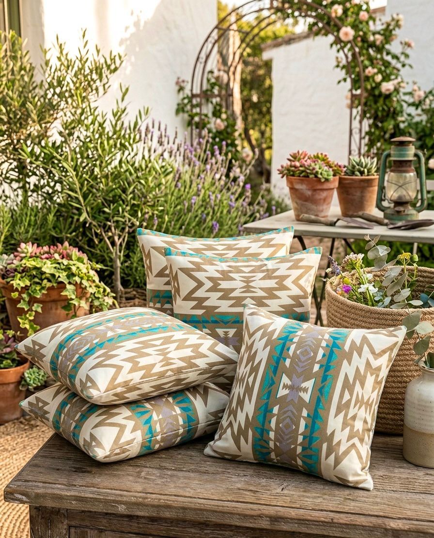 Pure cotton printed cushion covers - set of 5 (16x16 inches)