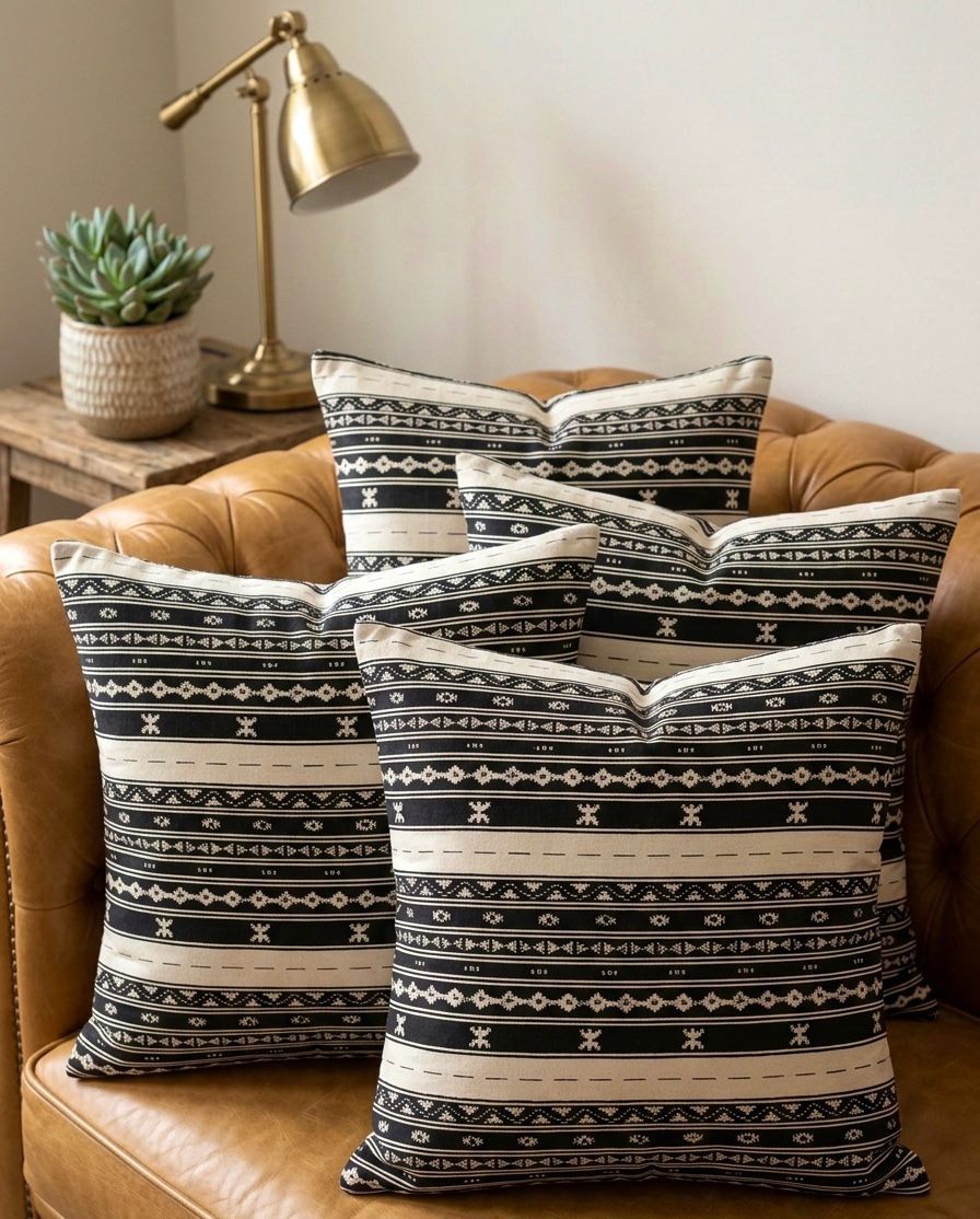 Pure cotton printed cushion covers - set of 5 (16x16 inches)
