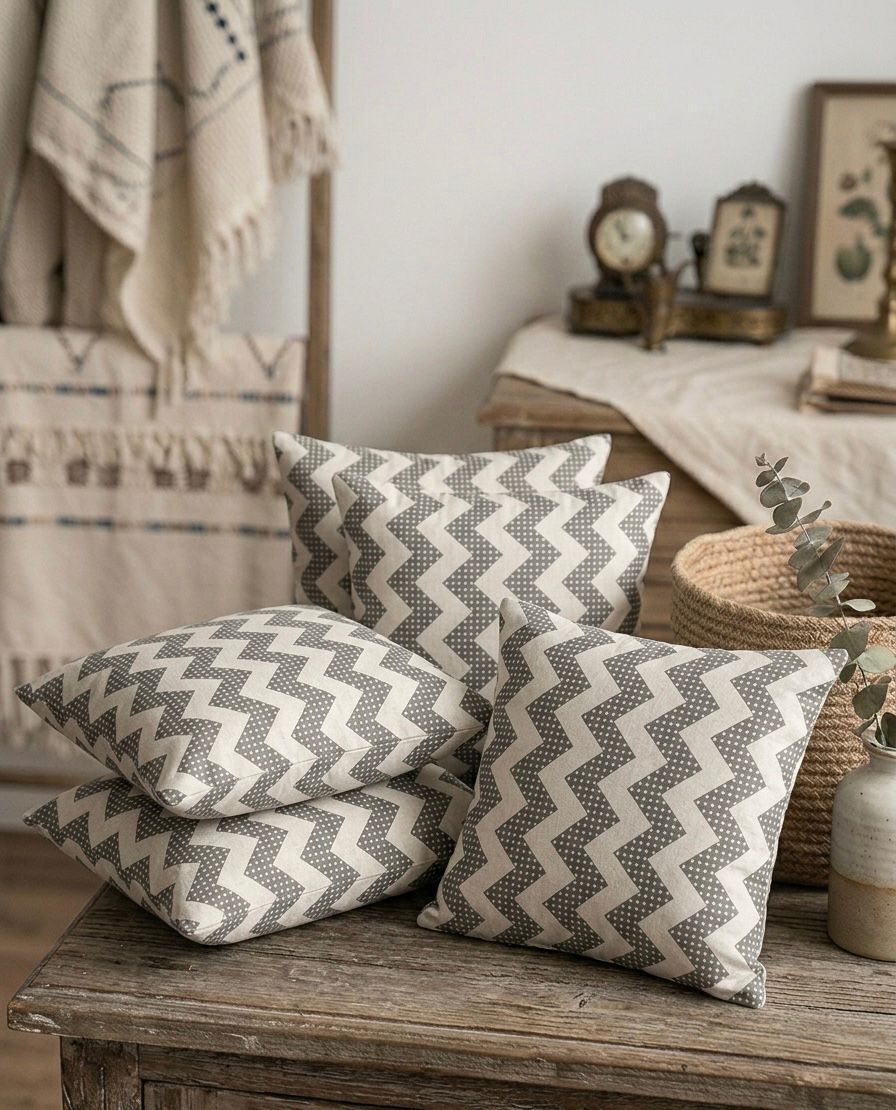 Pure cotton printed cushion covers - set of 5 (16x16 inches)
