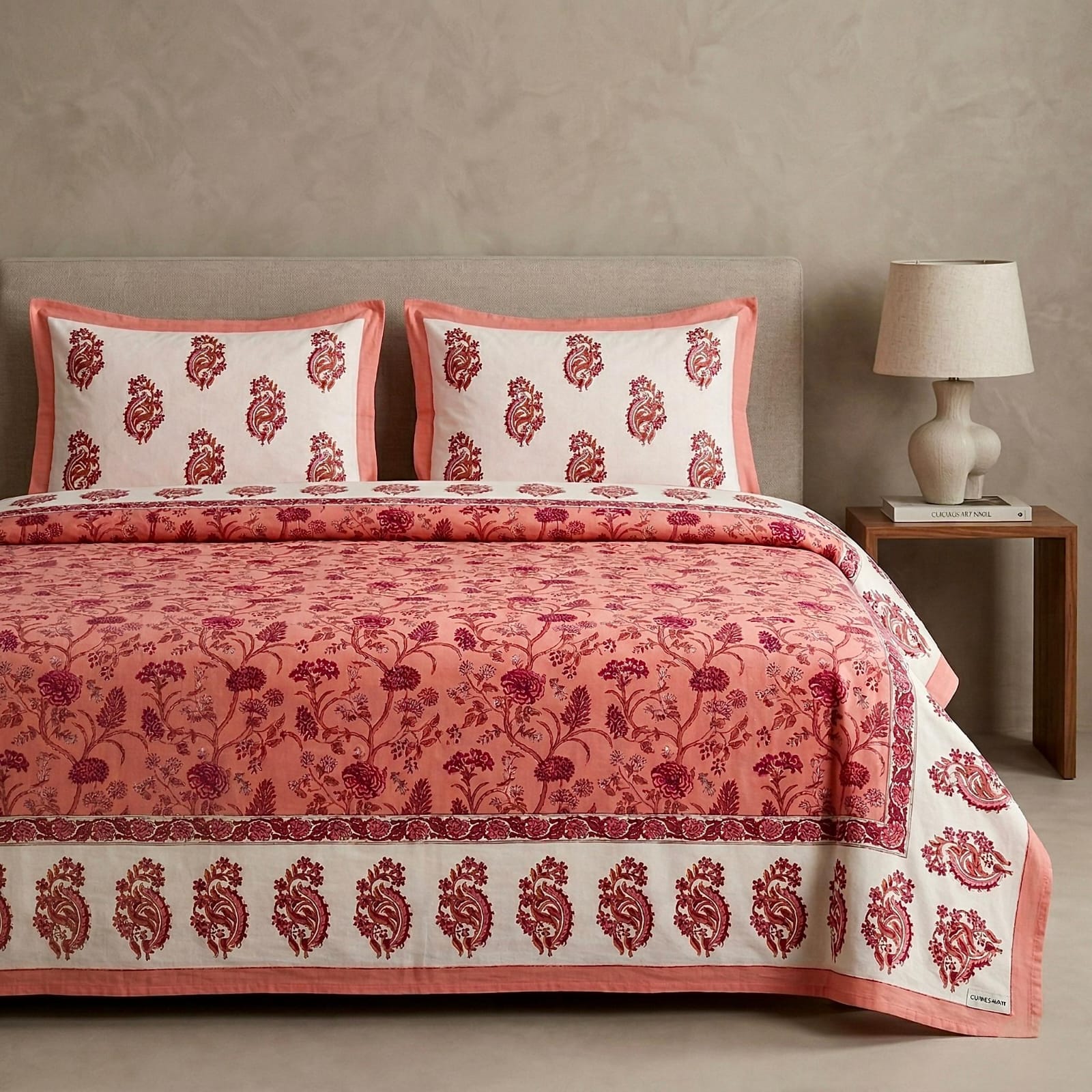 Pure cotton king size double bedsheet with two pillow covers (100x108 inches)