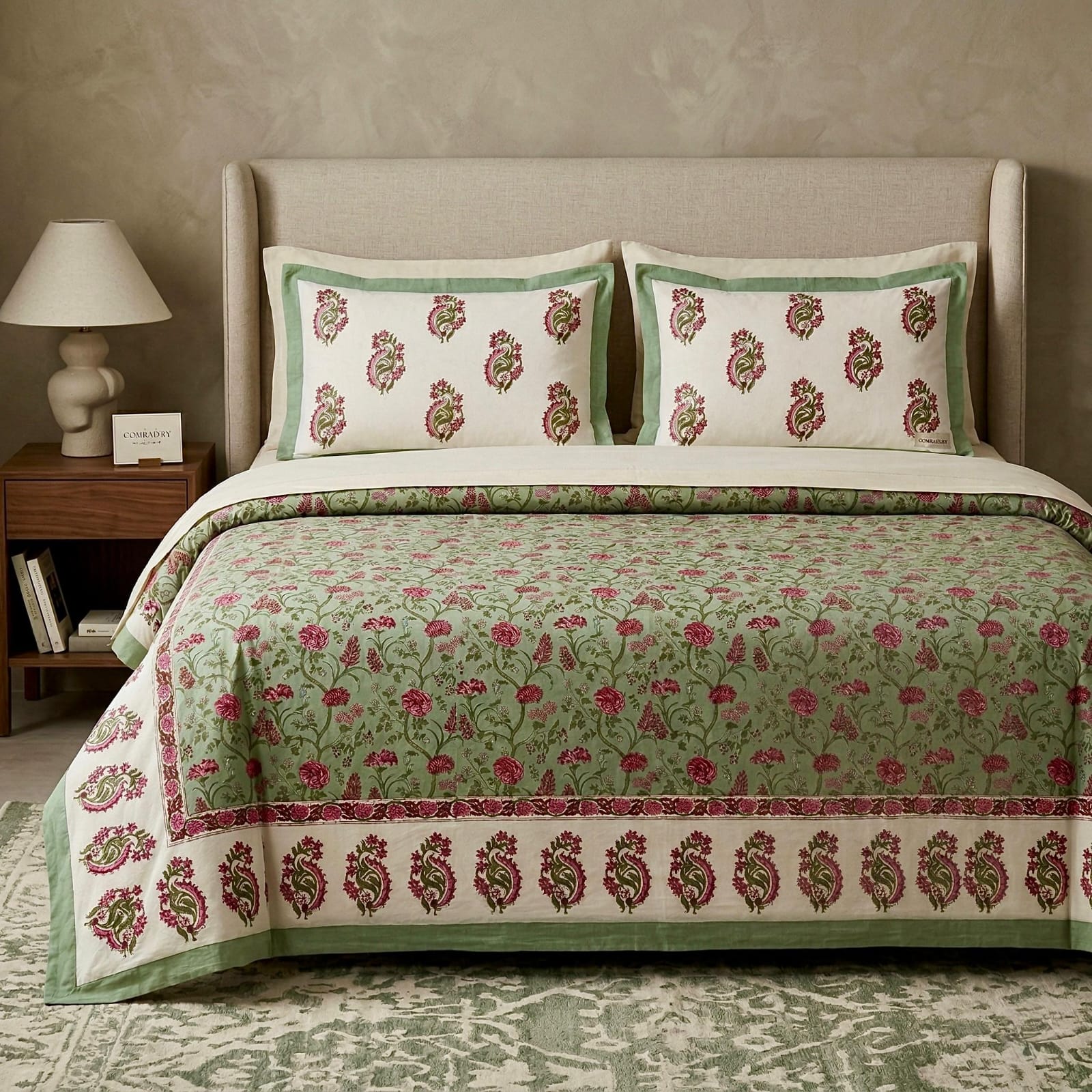 Pure cotton king size double bedsheet with two pillow covers (100x108 inches)