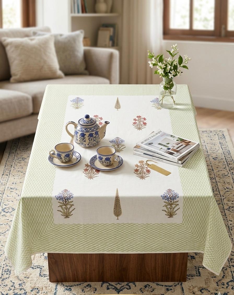 Pure cotton hand-block printed center table/ 4 seater dining table(40x60 inches)
