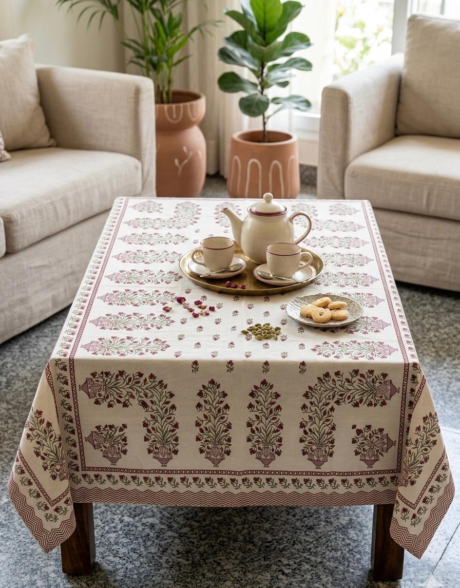 Pure cotton hand-block printed center table/ 4 seater dining table(40x60 inches)
