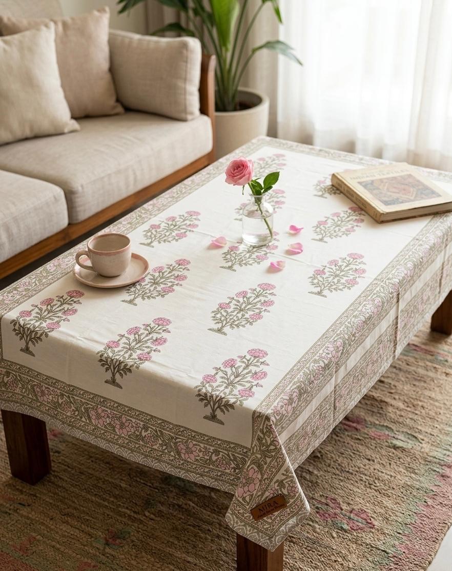 Pure cotton hand-block printed center table/ 4 seater dining table(40x60 inches)