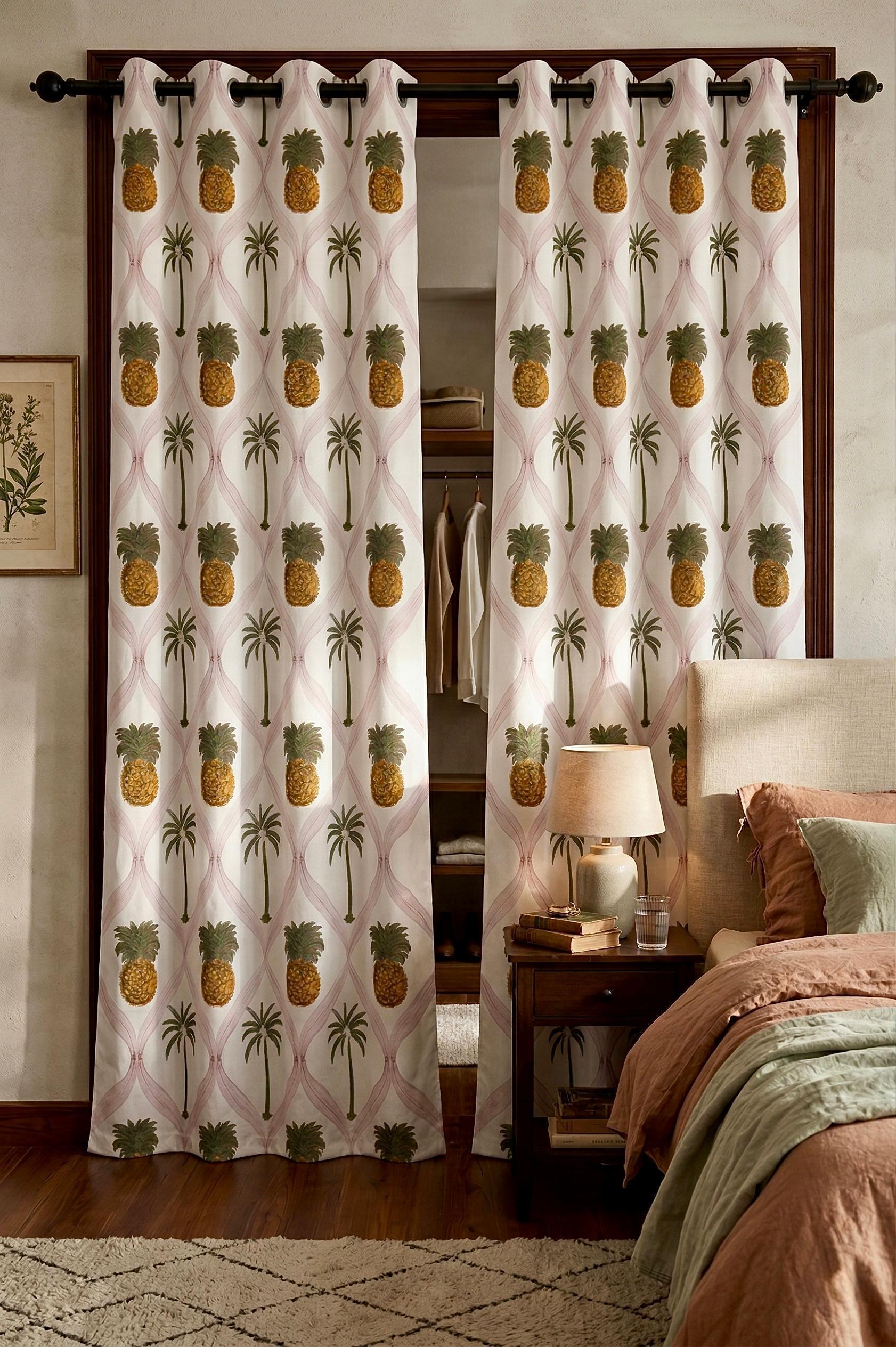 Pure cotton hand-block printed curtains (set of 2)