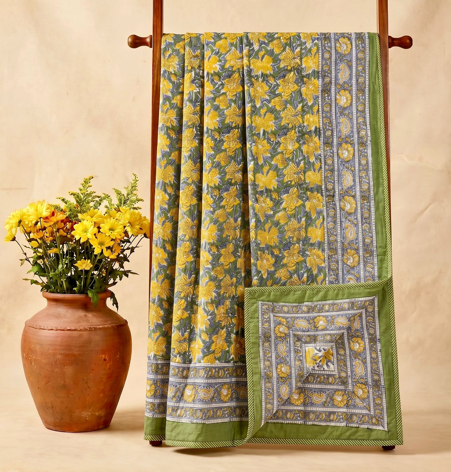 Handblock printed pure mulmul cotton all weather double dohars (90x108 inches)