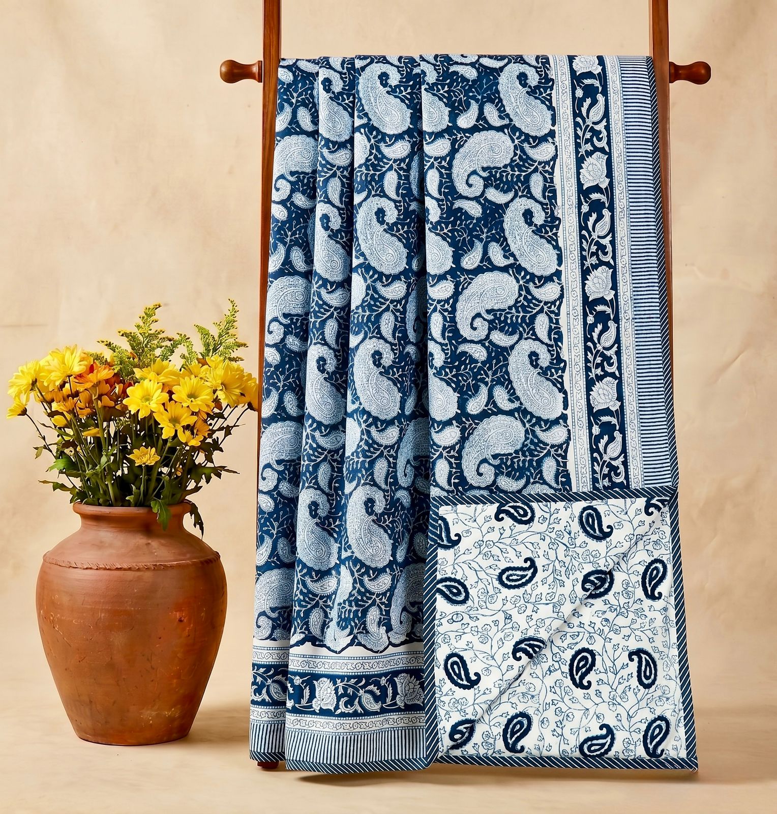 Handblock printed pure mulmul cotton all weather double dohars (90x108 inches)