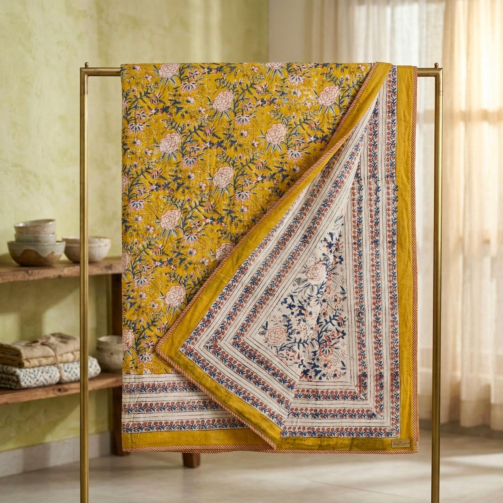 Handblock printed pure mulmul cotton all weather double dohars (90x108 inches)