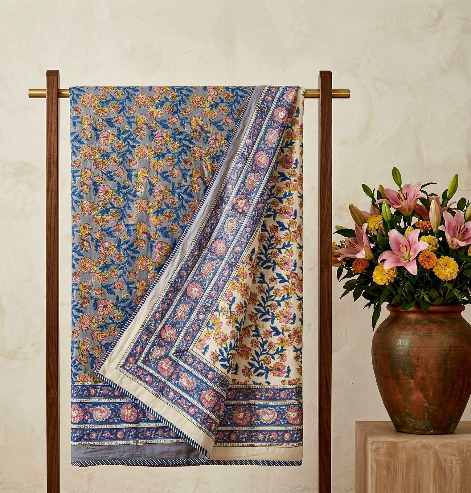 Handblock printed pure mulmul cotton all weather double dohars (90x108 inches)