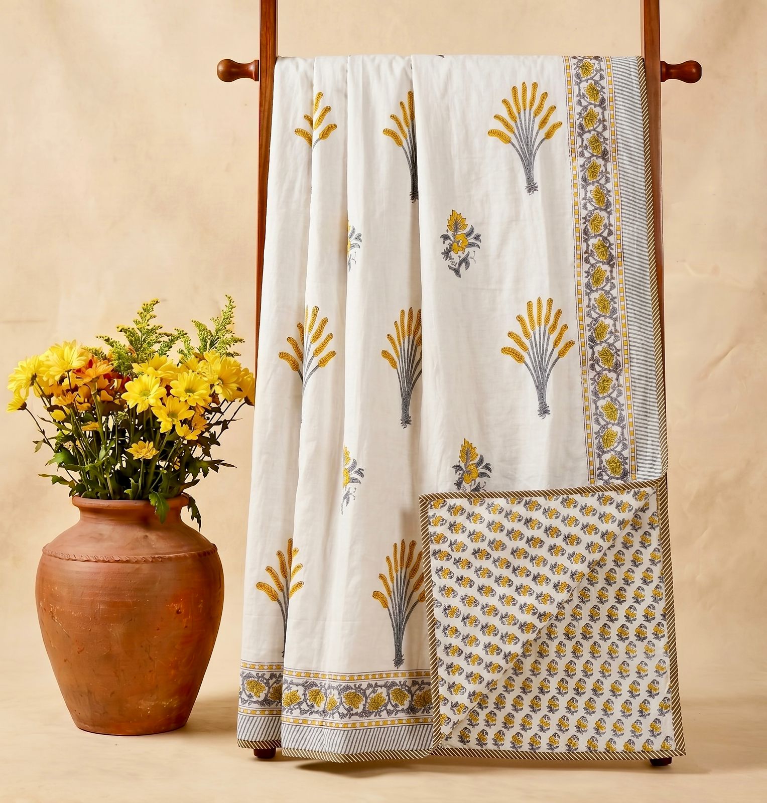 Handblock printed pure mulmul cotton all weather double dohars (90x108 inches)
