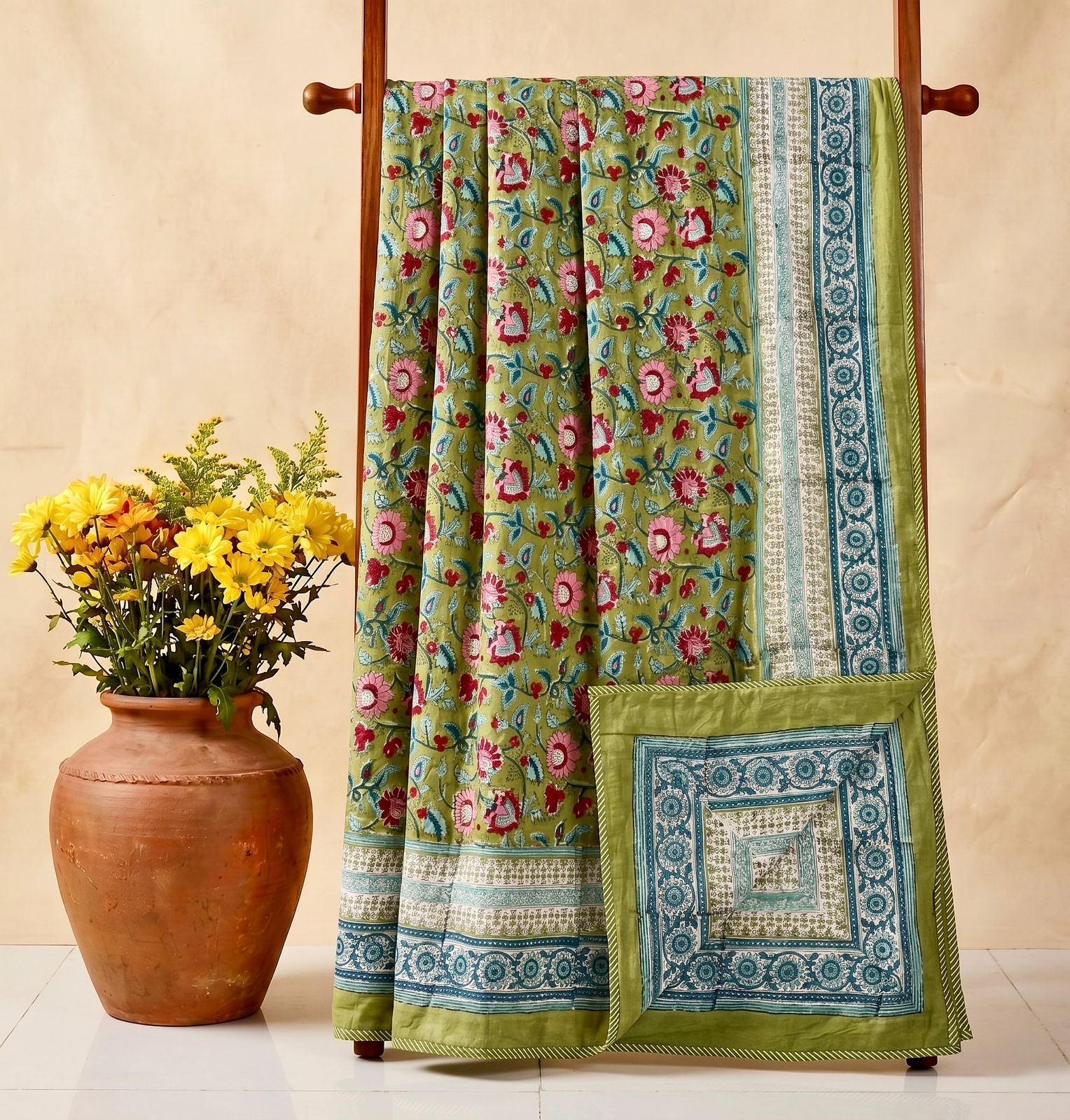 Handblock printed pure mulmul cotton all weather double dohars (90x108 inches)
