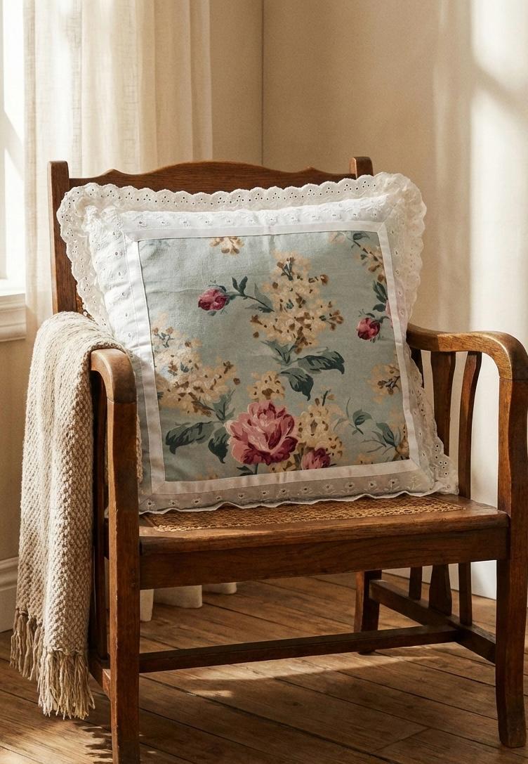 Pure cotton laced cushion covers - set of 2