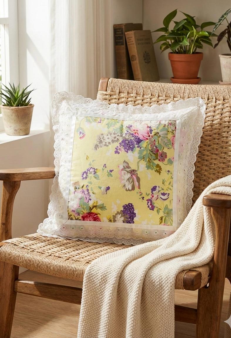 Pure cotton laced cushion covers - set of 2