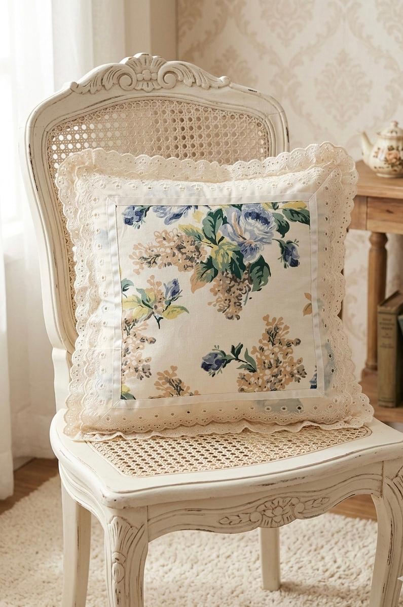 Pure cotton laced cushion covers - set of 2