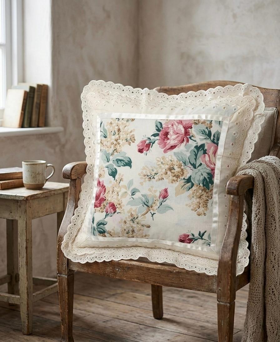 Pure cotton laced cushion covers - set of 2