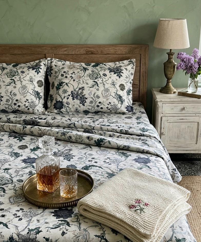 Pure cotton king size bedsheet with two pillow covers 100x108 inches