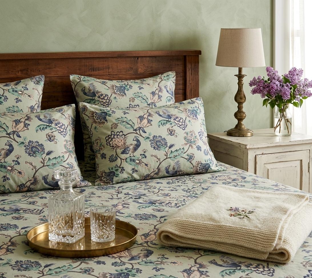 Pure cotton king size bedsheet with two pillow covers 100x108 inches