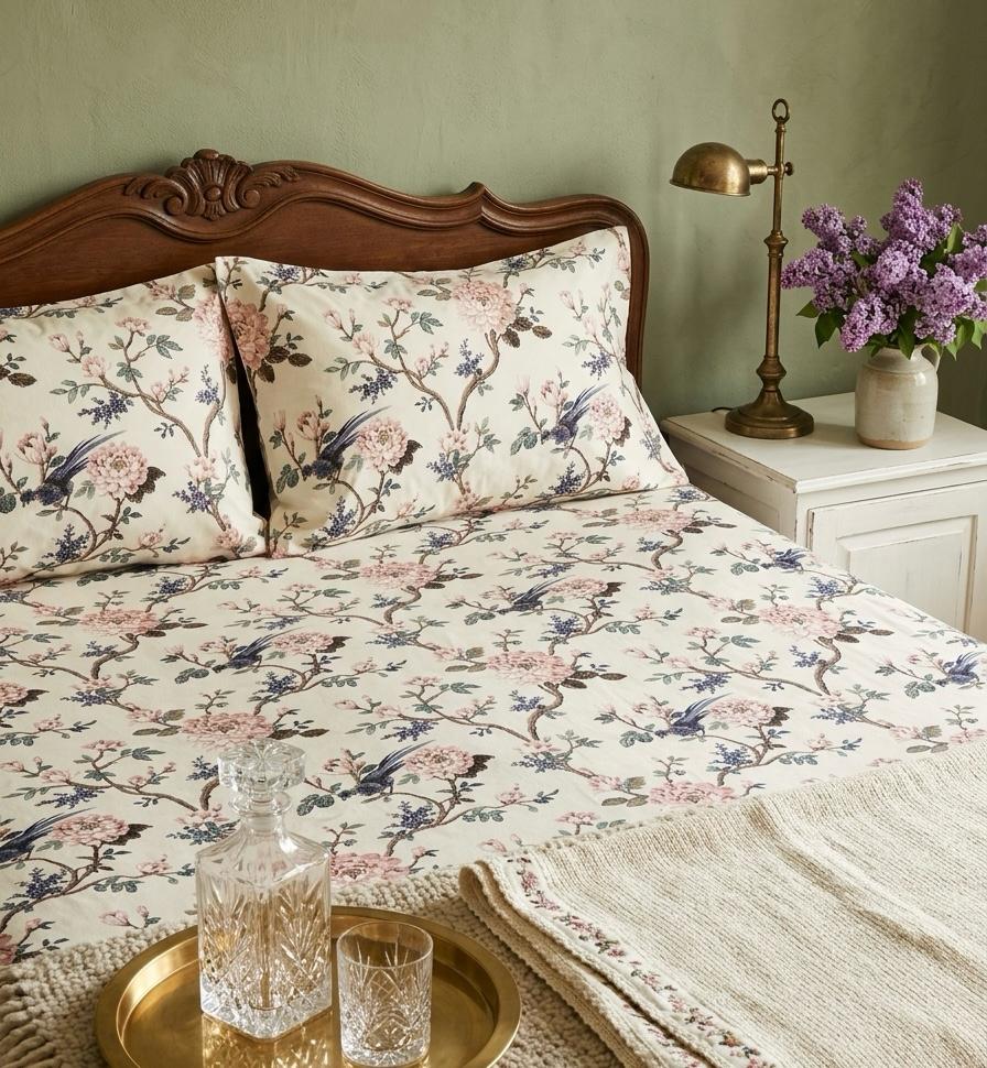 Pure cotton king size bedsheet with two pillow covers 100x108 inches