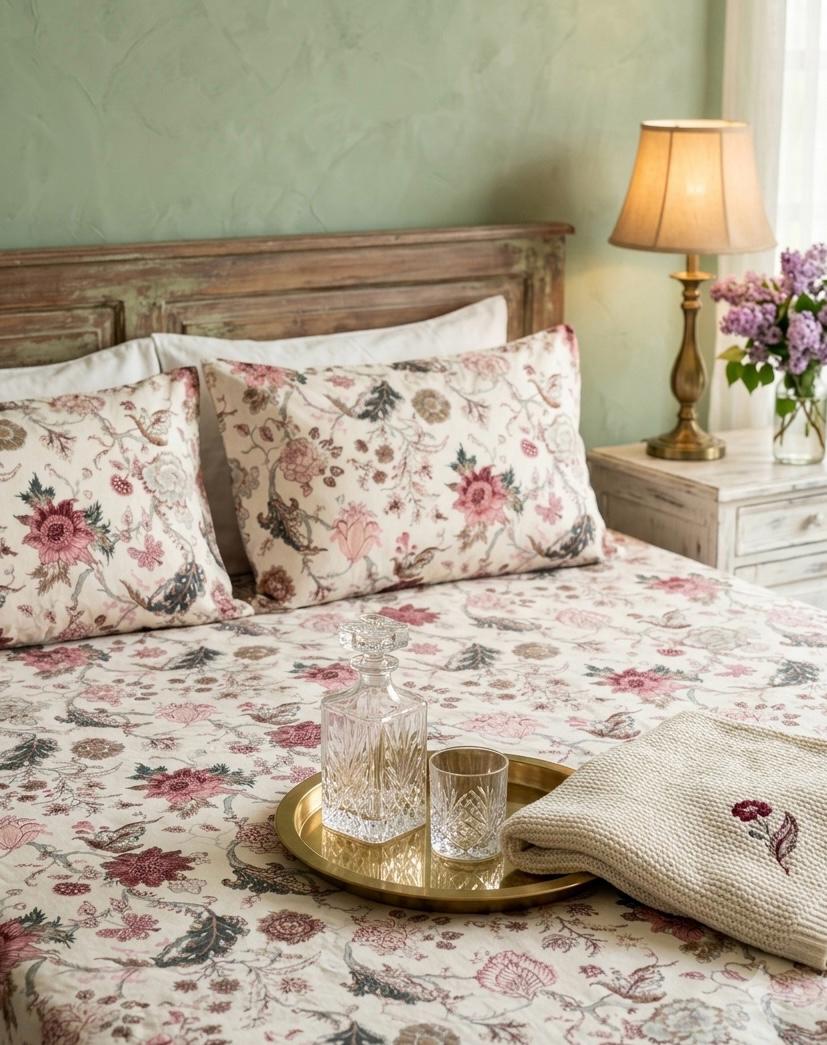 Pure cotton king size bedsheet with two pillow covers 100x108 inches