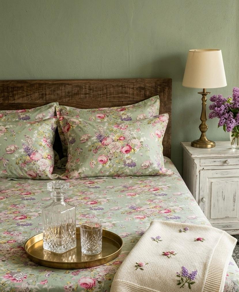 Pure cotton king size bedsheet with two pillow covers 100x108 inches