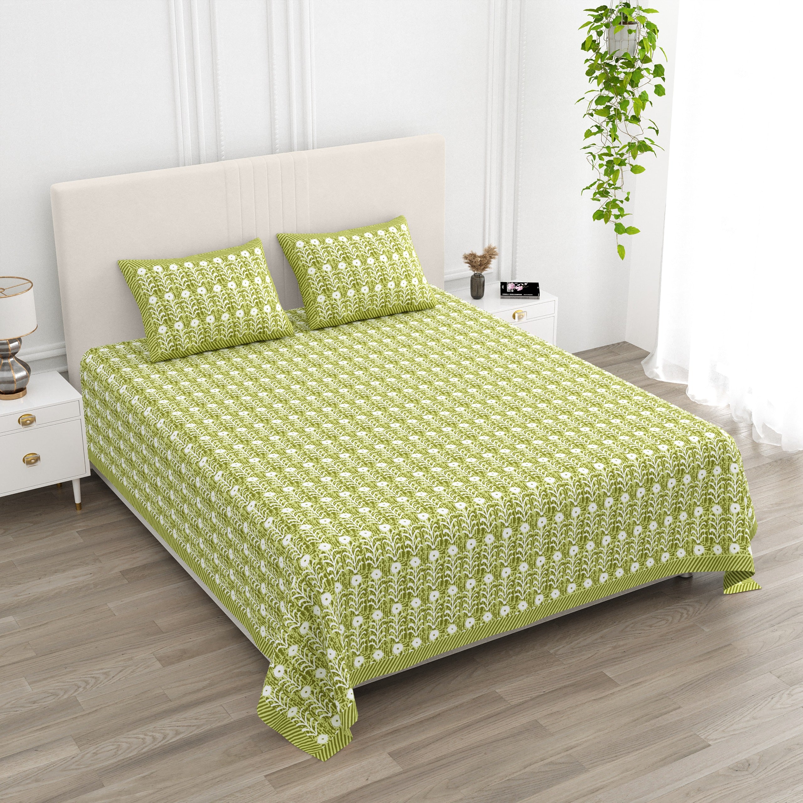Pure cotton super king size bedsheet 108x108 inches/9x9 feet with 2 pillow covers