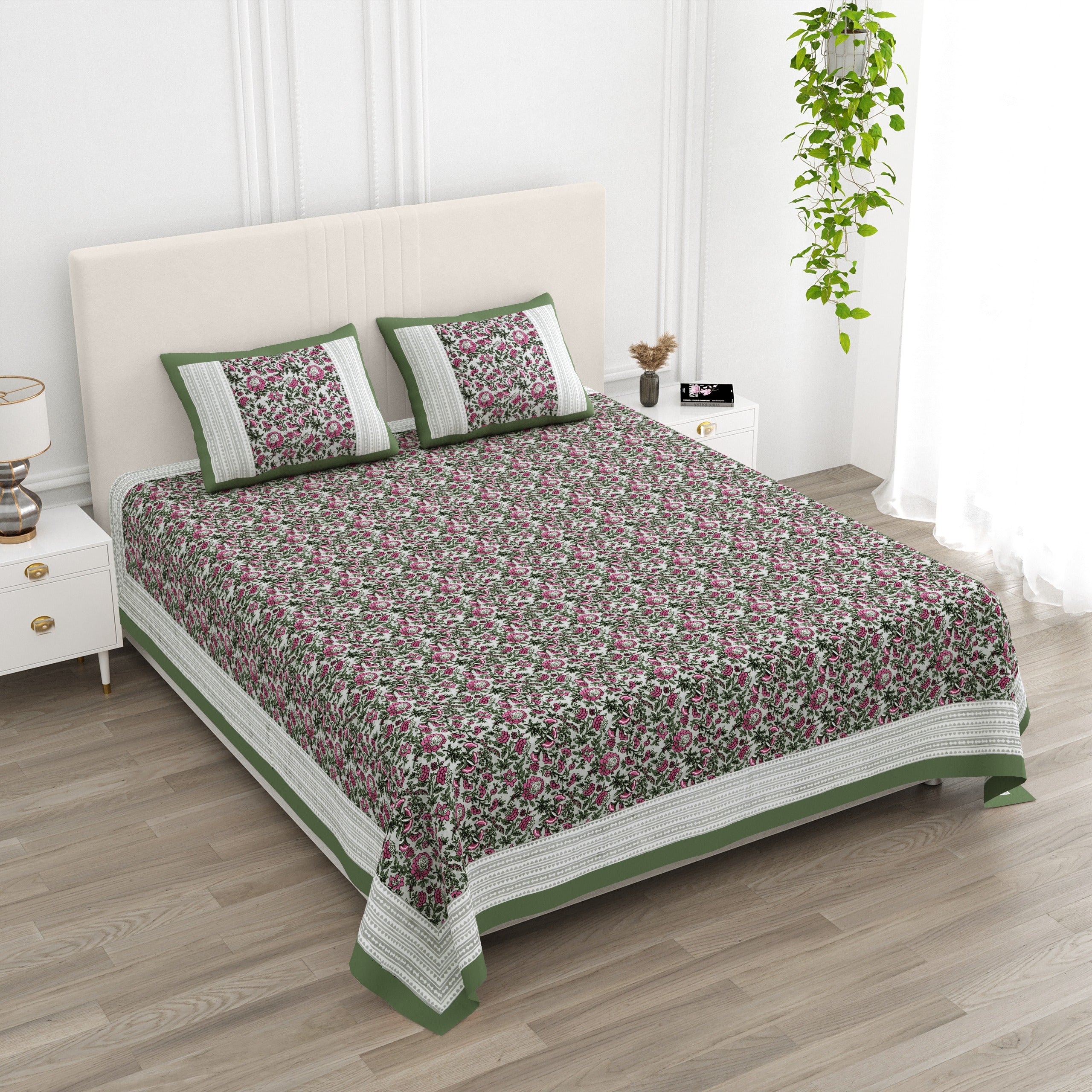 Pure cotton super king size bedsheet 108x108 inches/9x9 feet with 2 pillow covers