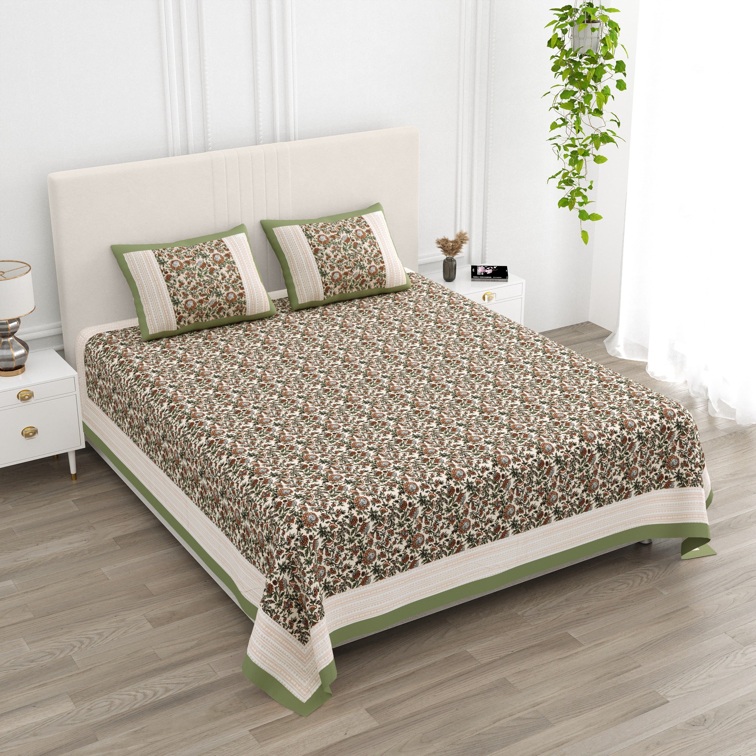 Pure cotton super king size bedsheet 108x108 inches/9x9 feet with 2 pillow covers