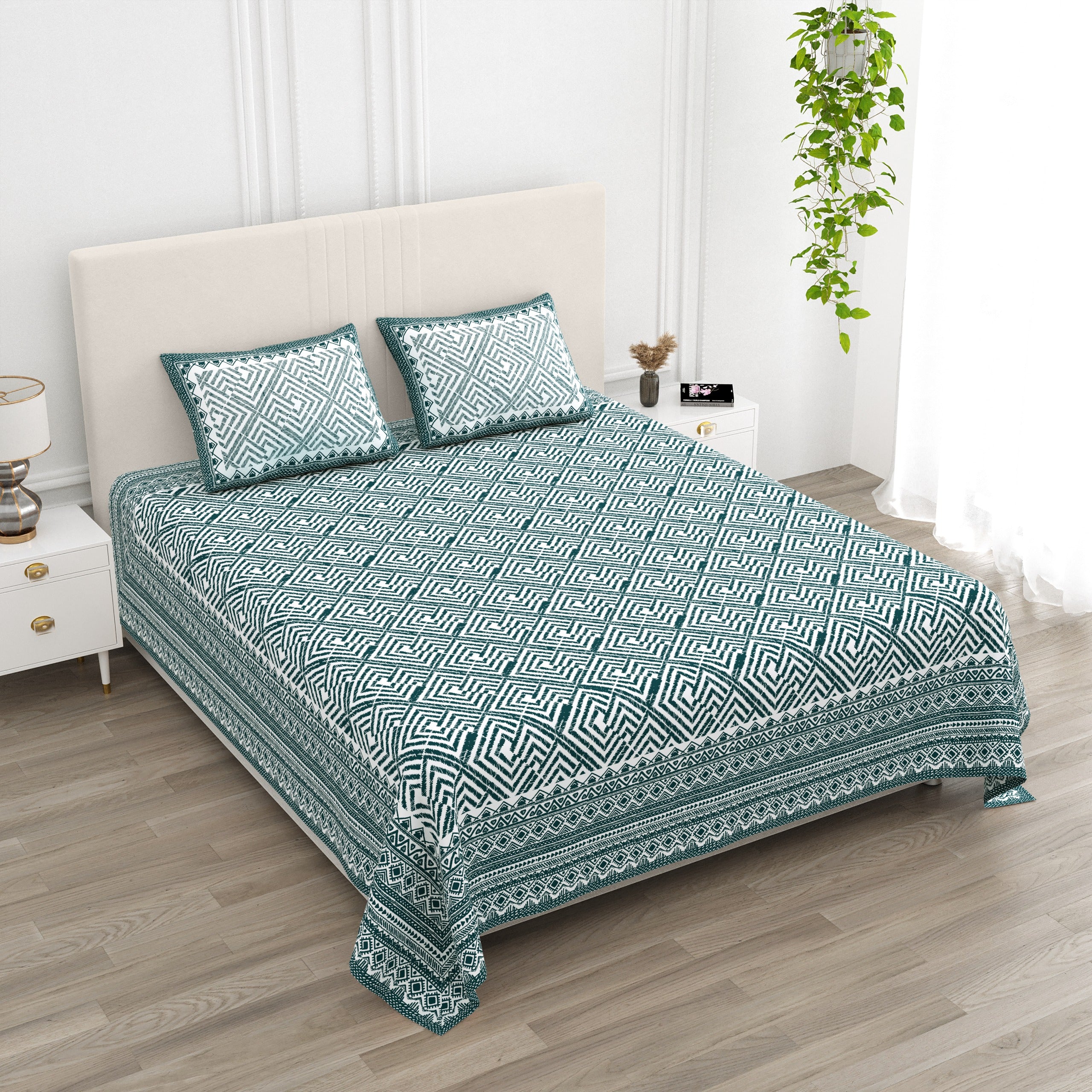 Pure cotton super king size bedsheet 108x108 inches/9x9 feet with 2 pillow covers